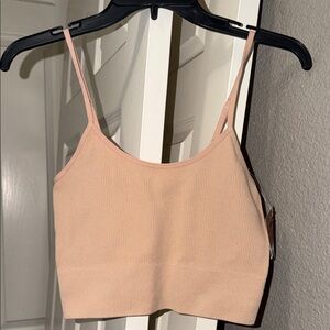 Bozzolo Light Tan Ribbed Crop Top